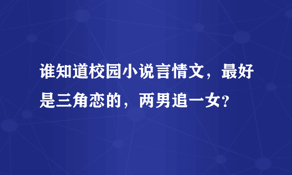 谁知道校园小说言情文，最好是三角恋的，两男追一女？