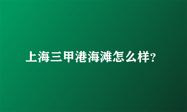 上海三甲港海滩怎么样？