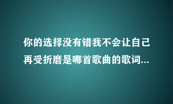 你的选择没有错我不会让自己再受折磨是哪首歌曲的歌词、（男女对唱）