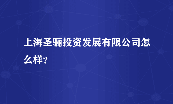 上海圣骊投资发展有限公司怎么样？