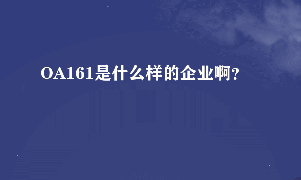 OA161是什么样的企业啊？