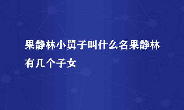 果静林小舅子叫什么名果静林有几个子女