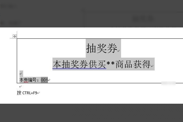 Word中如何设计自动编号的抽奖券