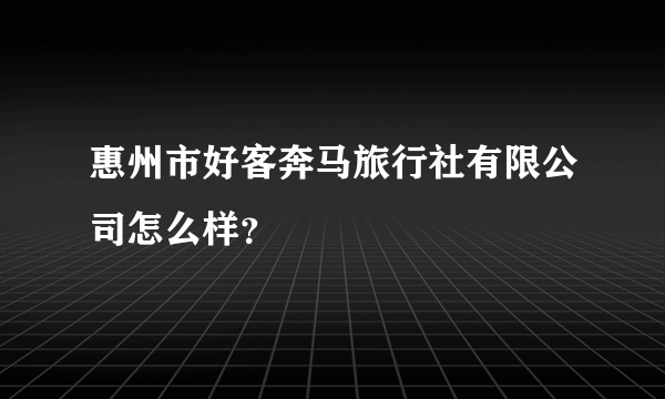 惠州市好客奔马旅行社有限公司怎么样？