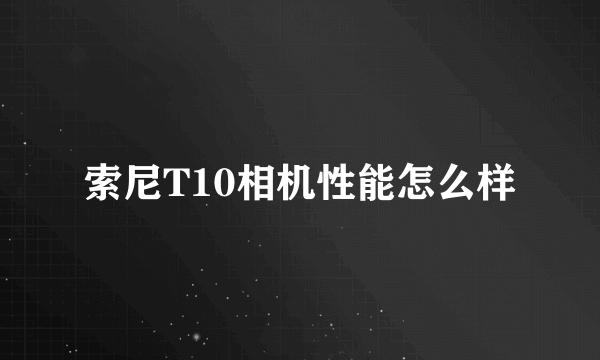 索尼T10相机性能怎么样