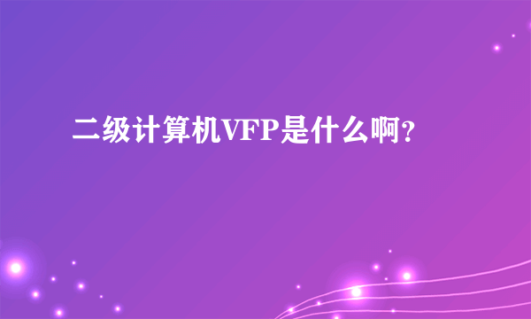 二级计算机VFP是什么啊？