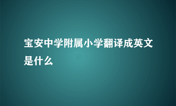 宝安中学附属小学翻译成英文是什么