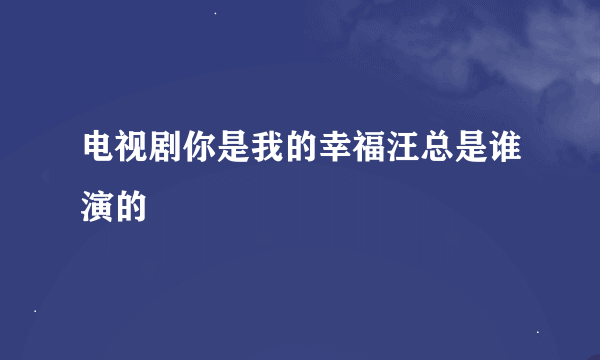 电视剧你是我的幸福汪总是谁演的