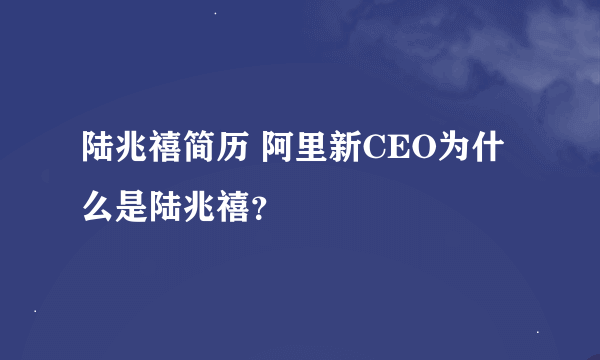 陆兆禧简历 阿里新CEO为什么是陆兆禧？