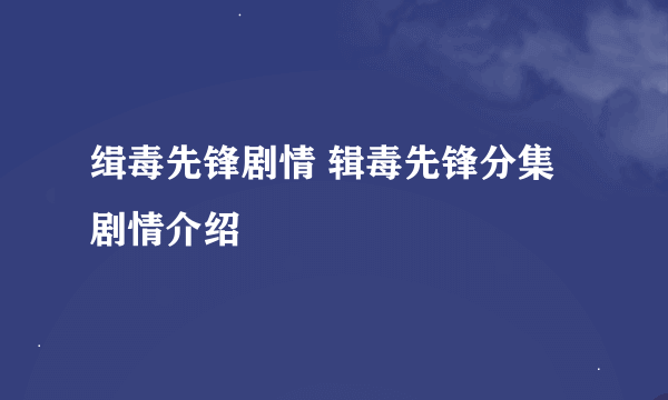 缉毒先锋剧情 辑毒先锋分集剧情介绍