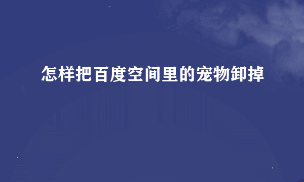 怎样把百度空间里的宠物卸掉