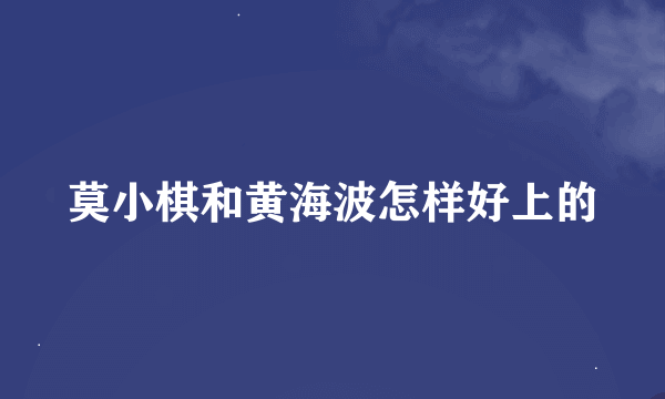 莫小棋和黄海波怎样好上的