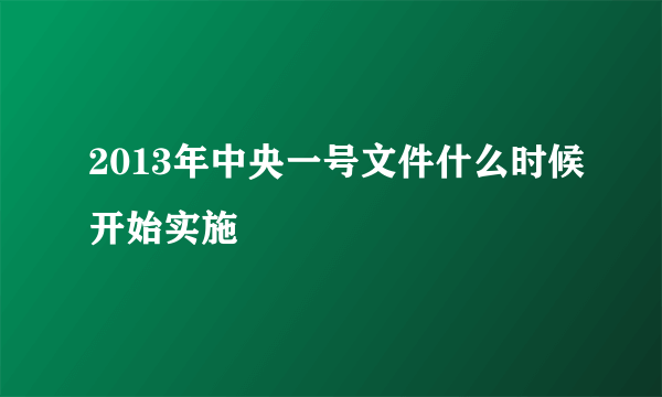 2013年中央一号文件什么时候开始实施