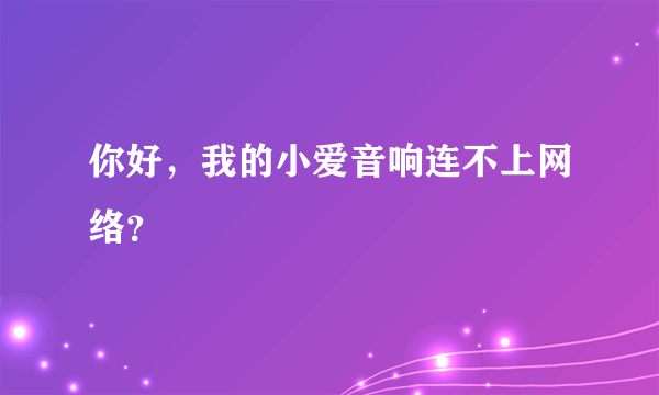 你好，我的小爱音响连不上网络？