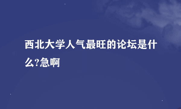 西北大学人气最旺的论坛是什么?急啊