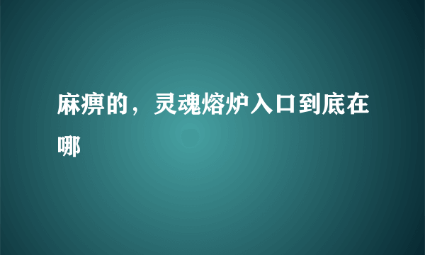 麻痹的，灵魂熔炉入口到底在哪