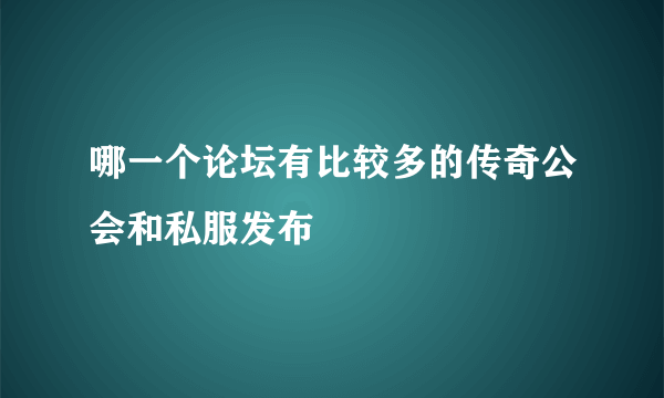 哪一个论坛有比较多的传奇公会和私服发布