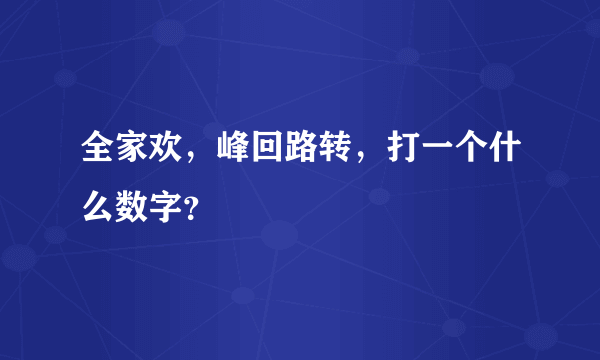 全家欢，峰回路转，打一个什么数字？