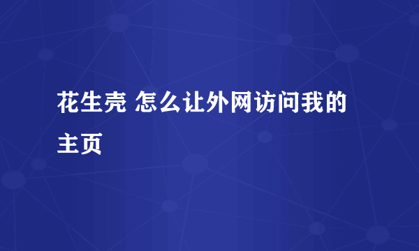 花生壳 怎么让外网访问我的主页