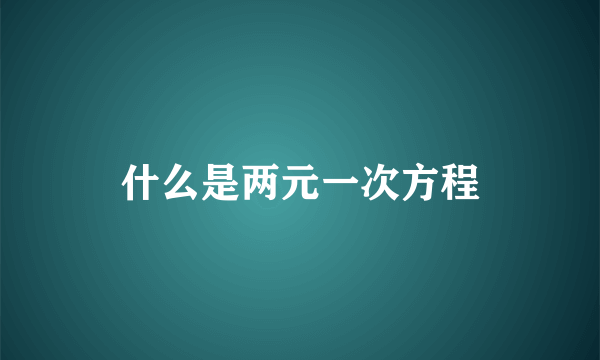 什么是两元一次方程