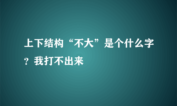 上下结构“不大”是个什么字？我打不出来