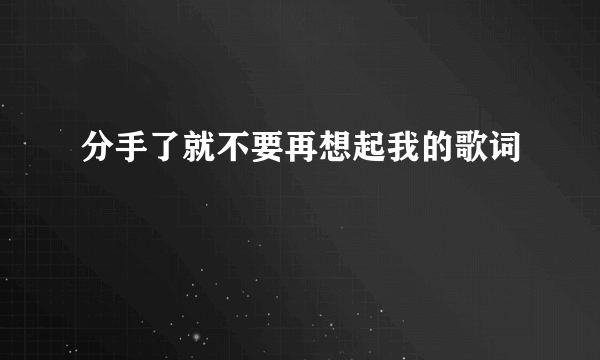 分手了就不要再想起我的歌词