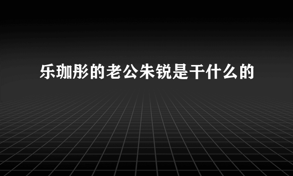 乐珈彤的老公朱锐是干什么的