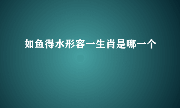 如鱼得水形容一生肖是哪一个