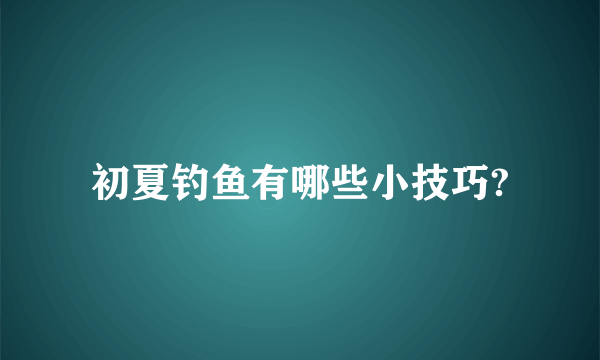 初夏钓鱼有哪些小技巧?