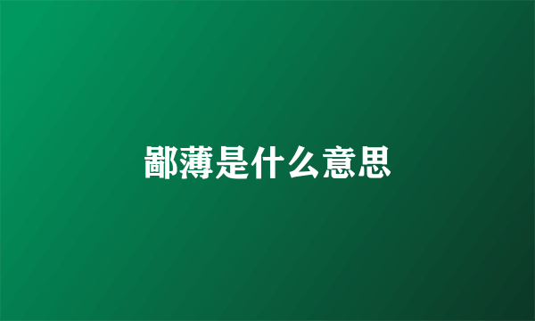 鄙薄是什么意思