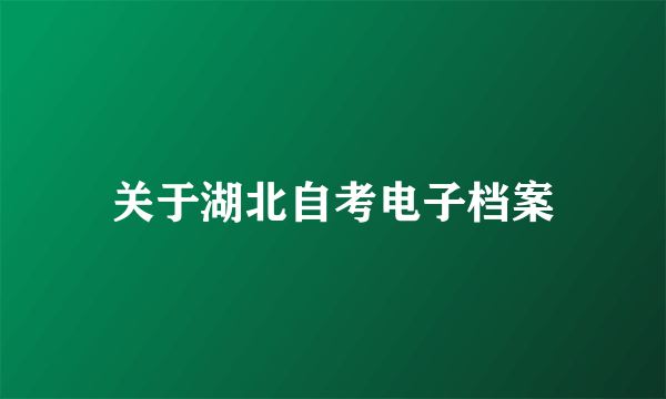 关于湖北自考电子档案