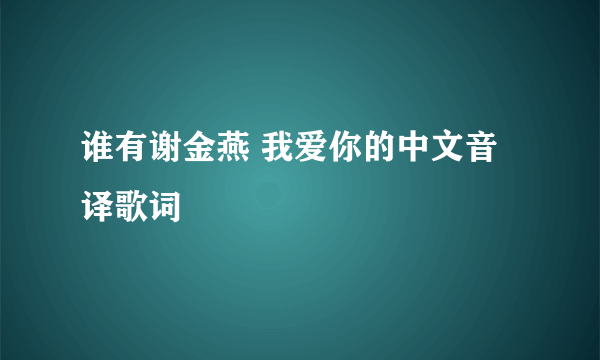 谁有谢金燕 我爱你的中文音译歌词