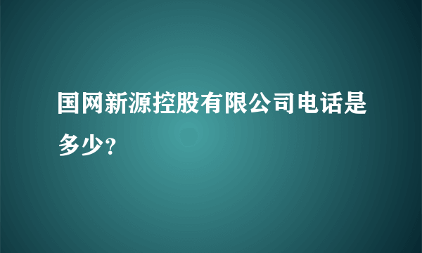 国网新源控股有限公司电话是多少？