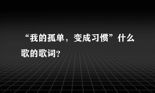 “我的孤单，变成习惯”什么歌的歌词？