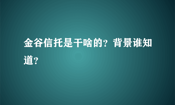 金谷信托是干啥的？背景谁知道？