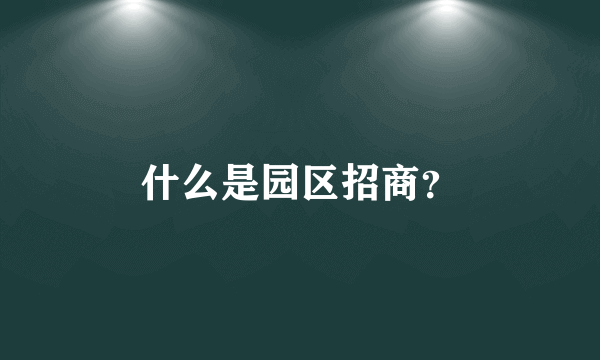 什么是园区招商？