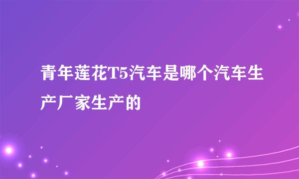 青年莲花T5汽车是哪个汽车生产厂家生产的