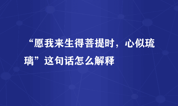 “愿我来生得菩提时，心似琉璃”这句话怎么解释