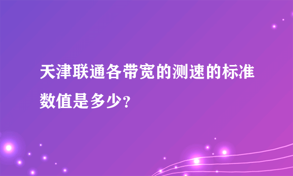 天津联通各带宽的测速的标准数值是多少？