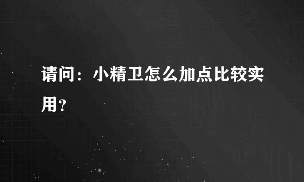 请问：小精卫怎么加点比较实用？