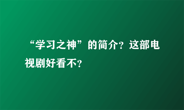 “学习之神”的简介？这部电视剧好看不？