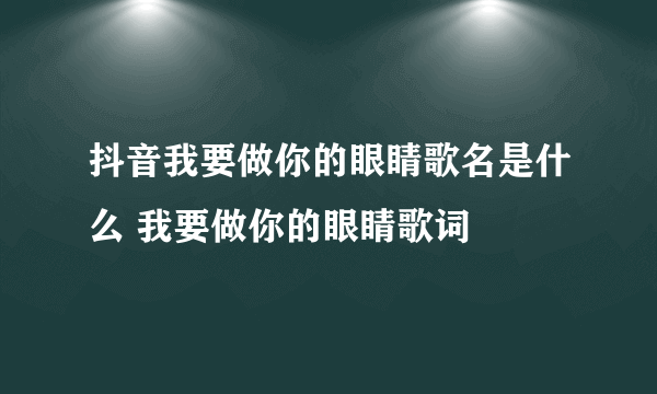 抖音我要做你的眼睛歌名是什么 我要做你的眼睛歌词