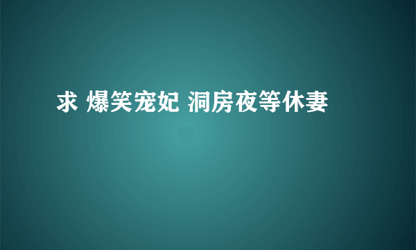 求 爆笑宠妃 洞房夜等休妻