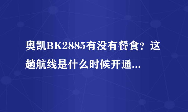 奥凯BK2885有没有餐食？这趟航线是什么时候开通的？有没有谁体验过？