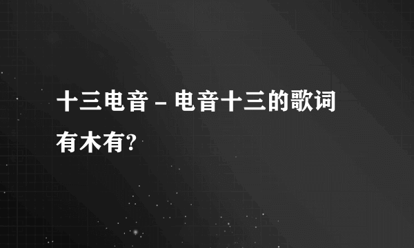 十三电音－电音十三的歌词 有木有?