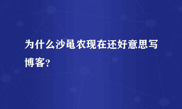 为什么沙黾农现在还好意思写博客？