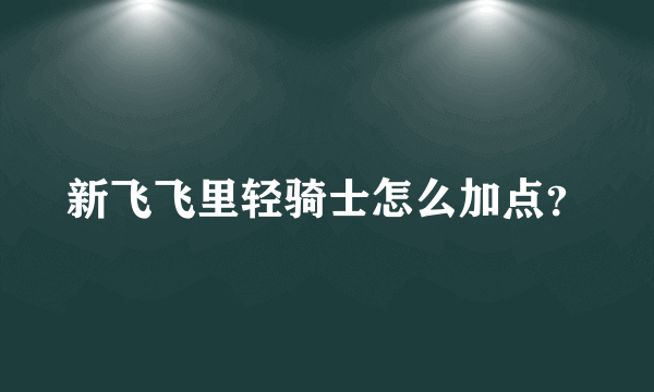 新飞飞里轻骑士怎么加点？