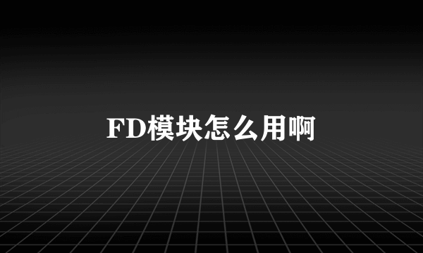 FD模块怎么用啊