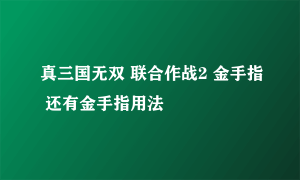 真三国无双 联合作战2 金手指 还有金手指用法