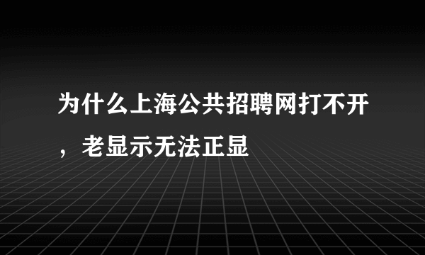 为什么上海公共招聘网打不开，老显示无法正显